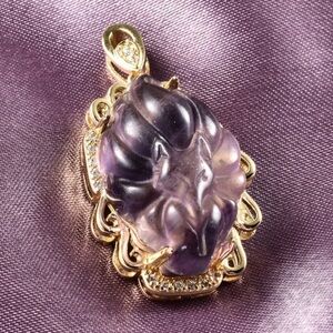 Multi Fluorite and Simulated Diamond Pendant in Goldtone 25.25 ctw